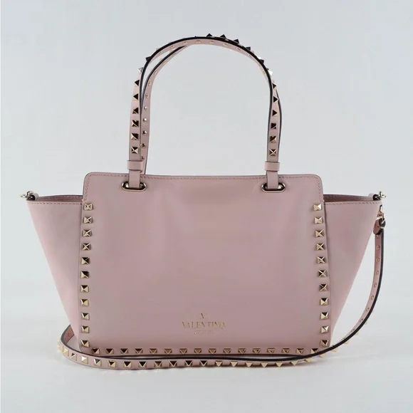 VALENTINO GARAVANI✨Small Grain Calfskin Leather Rockstud Bag✨FLAWLESS✨Light Pink - Picture 2 of 8